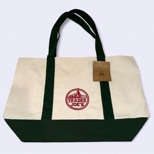 Genuine Trader Joe’s Large Green and Cream Tote Bag